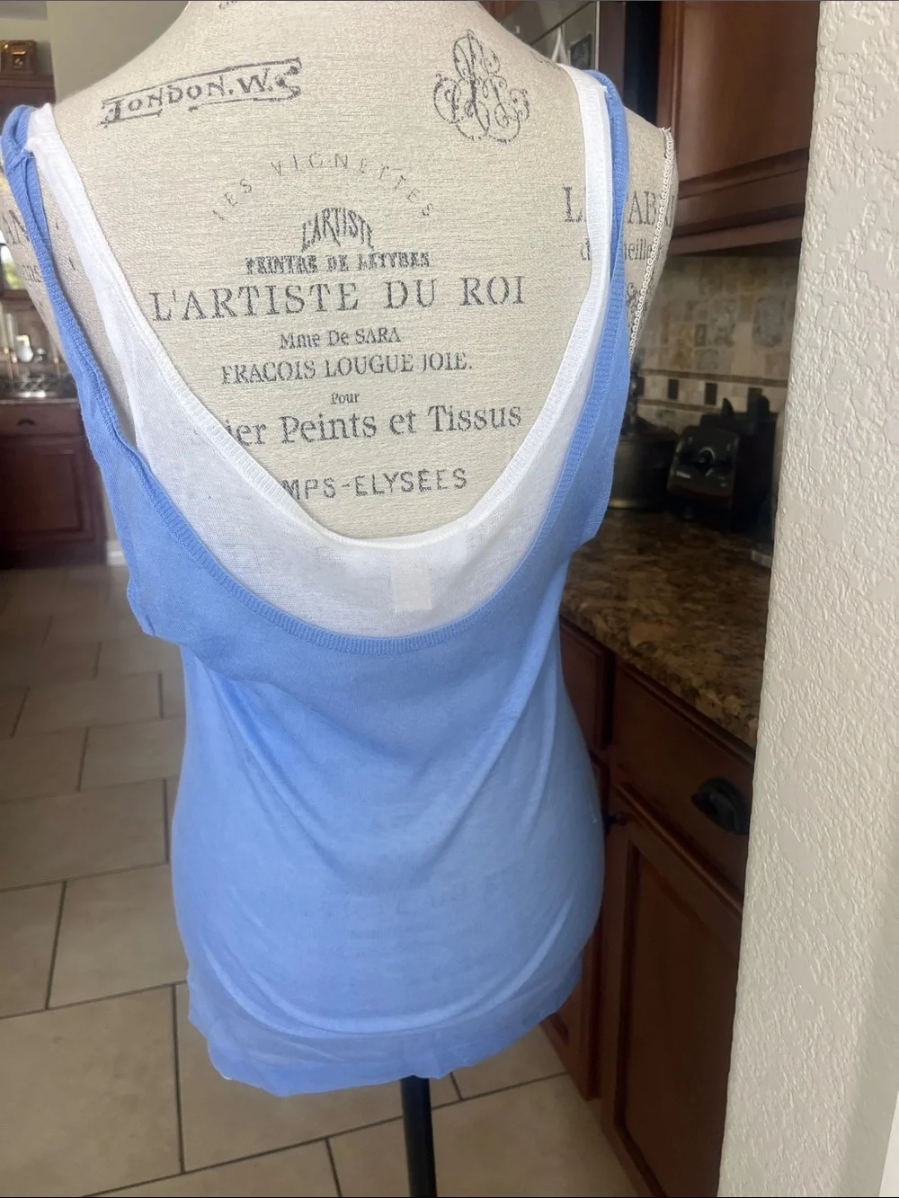 Michael Kors lightweight double layered tank top periwinkle blue & white. SM